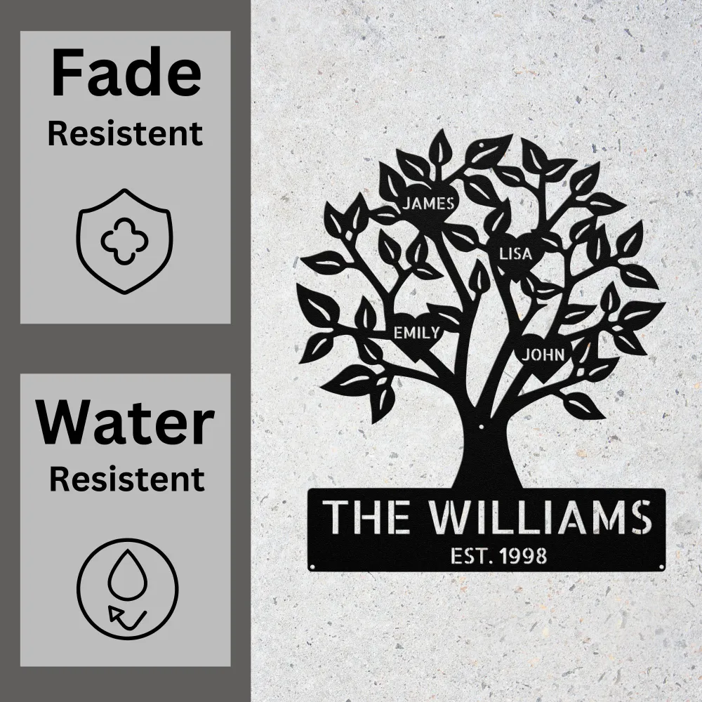 Custom Family Tree Metal Sign Custom Family Tree Metal Sign