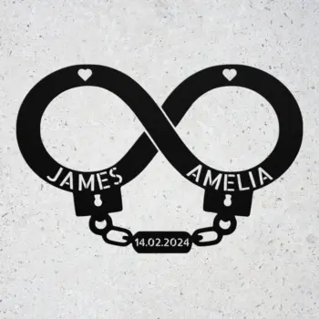 Custom Handcuff Couple Metal Sign
