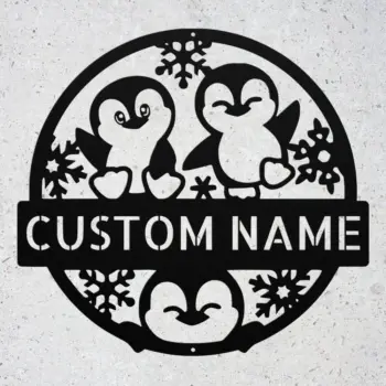Custom Happy Penguins Metal Sign