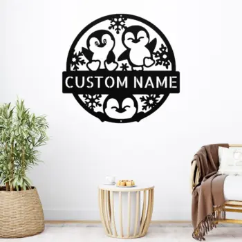 Custom Happy Penguins Metal Sign