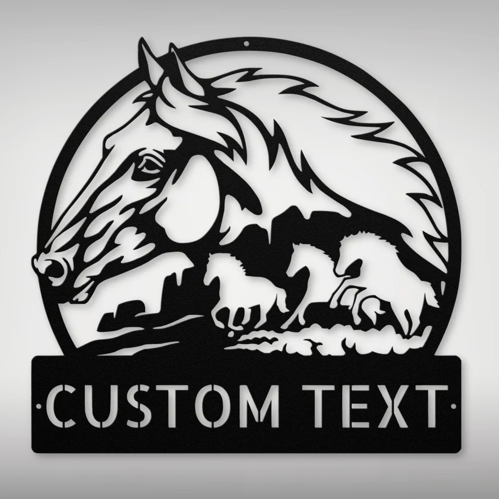 Custom Horses Scene Metal Sign Custom Horses Scene Metal Sign