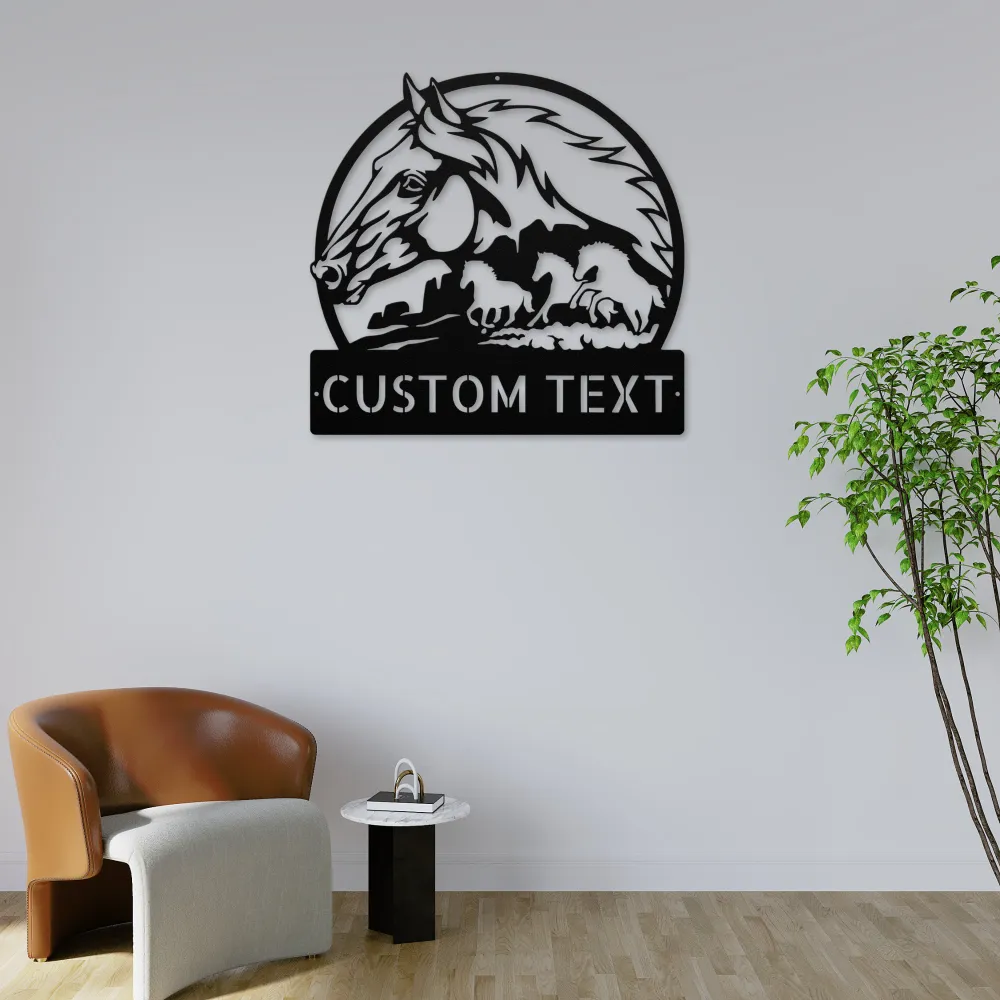 Custom Horses Scene Metal Sign Custom Horses Scene Metal Sign