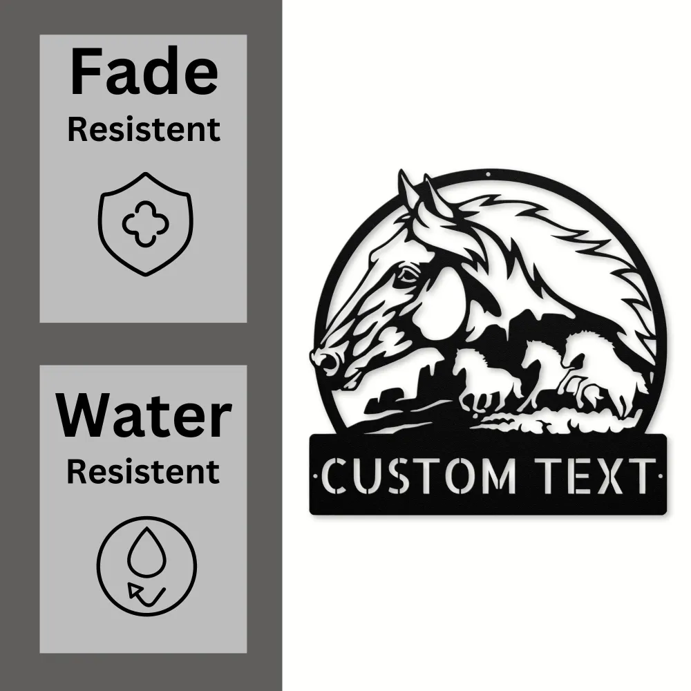 Custom Horses Scene Metal Sign Custom Horses Scene Metal Sign