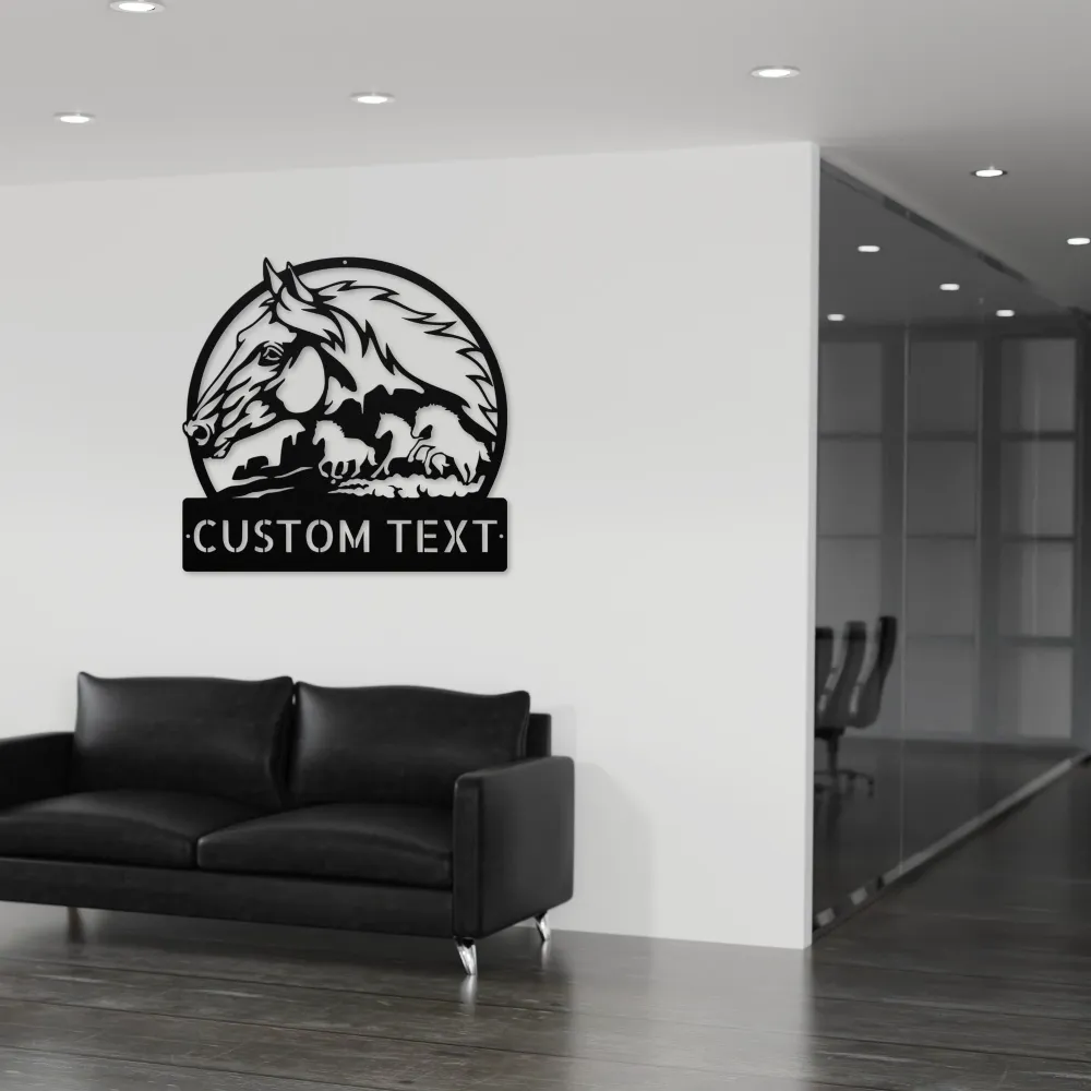 Custom Horses Scene Metal Sign Custom Horses Scene Metal Sign