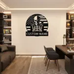 Custom Skull Darts Usa Flag Metal Sign