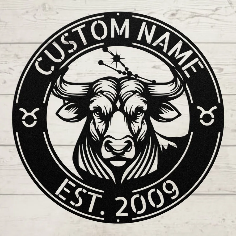 Custom Taurus Zodiac Metal Sign Custom Taurus Zodiac Metal Sign