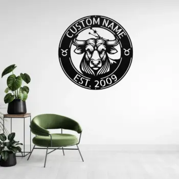 Custom Taurus Zodiac Metal Sign