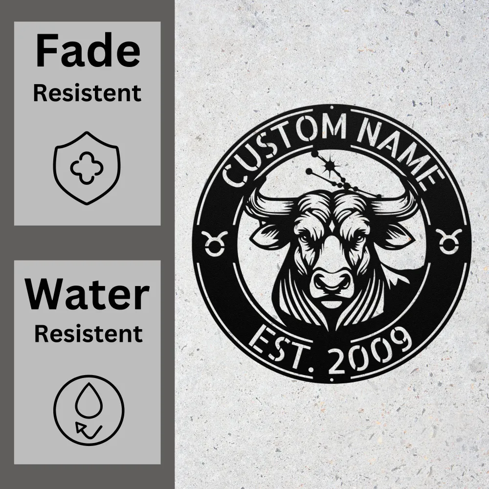 Custom Taurus Zodiac Metal Sign Custom Taurus Zodiac Metal Sign
