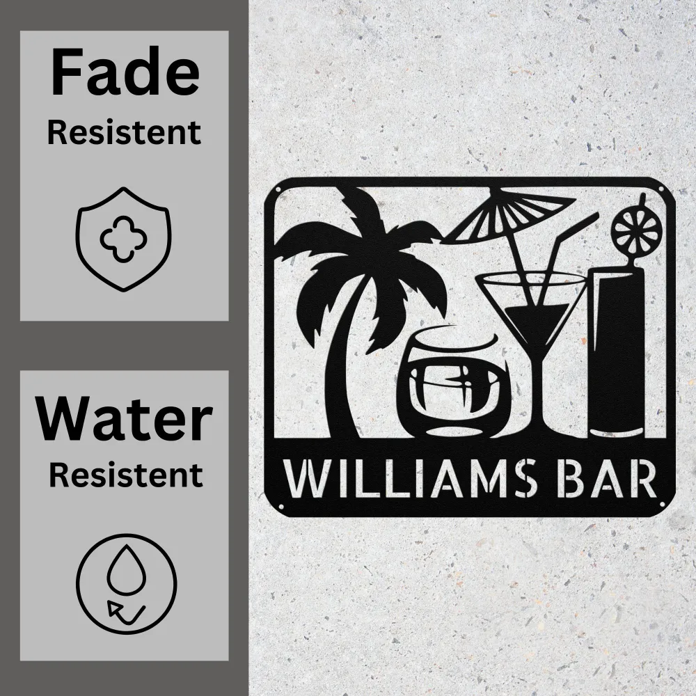 Custom Tropical Drinks Metal Sign Custom Tropical Drinks Metal Sign