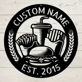 Personalized Hamburger Metal Sign