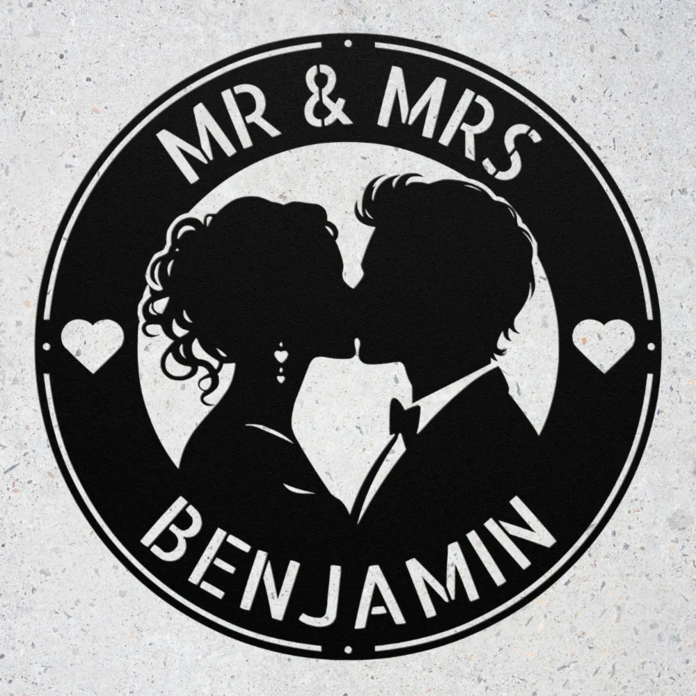Personalized Kissing Couple Metal Sign Personalized Kissing Couple Metal Sign