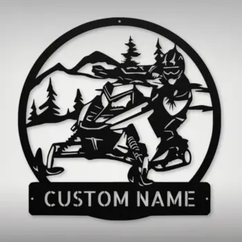 Personalized Snowmobile Scene Metal Sign