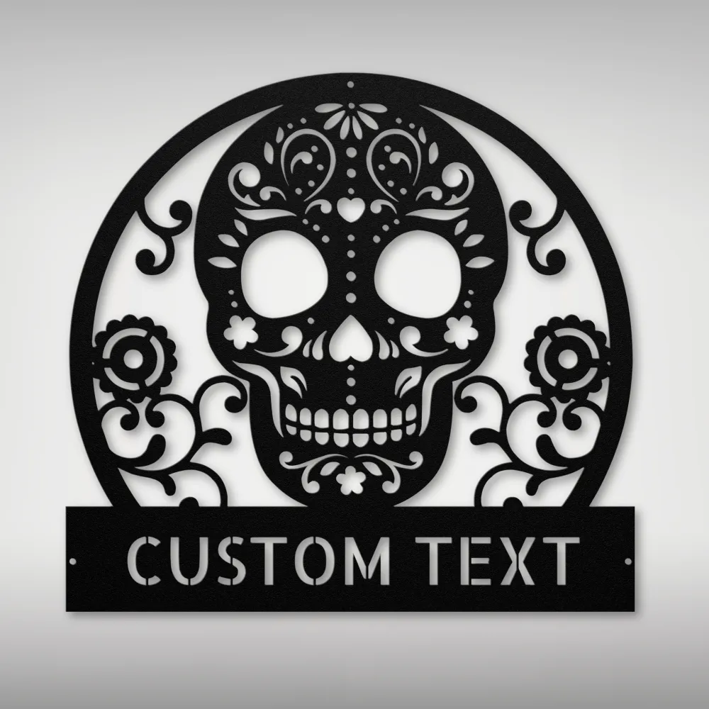 Personalized Sugar Skull Metal Sign Personalized Sugar Skull Metal Sign