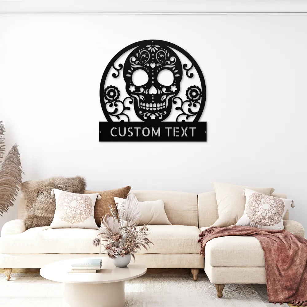 Personalized Sugar Skull Metal Sign Personalized Sugar Skull Metal Sign