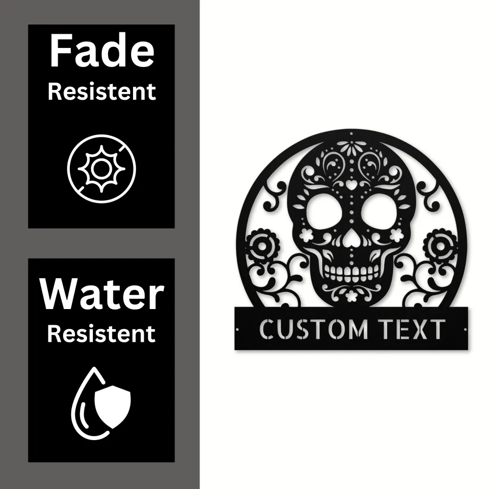 Personalized Sugar Skull Metal Sign Personalized Sugar Skull Metal Sign