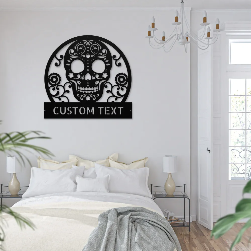 Personalized Sugar Skull Metal Sign Personalized Sugar Skull Metal Sign