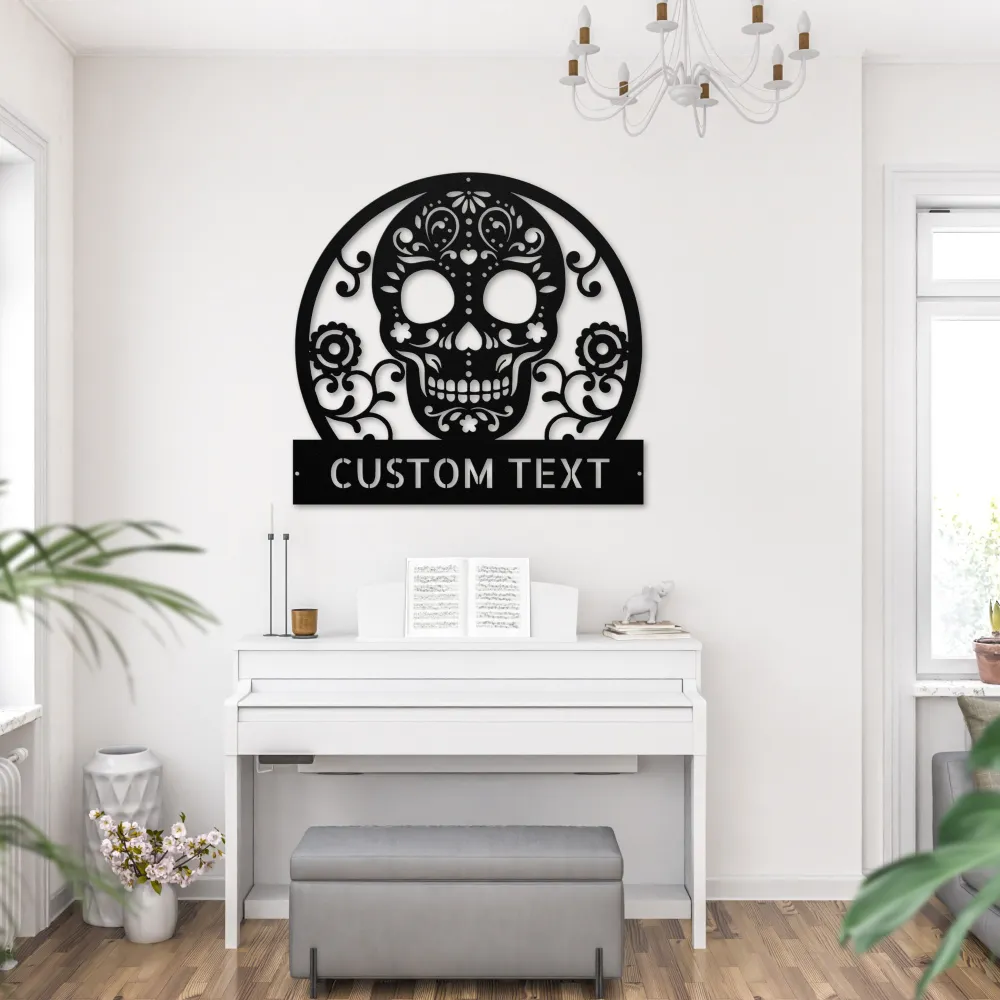 Personalized Sugar Skull Metal Sign Personalized Sugar Skull Metal Sign